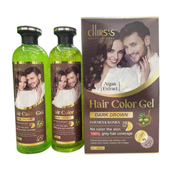 Chirs's Professional Dark brown Hair Colour Gel For Men & Women With Argan Axtract- 500ml X 2 = 1000ml