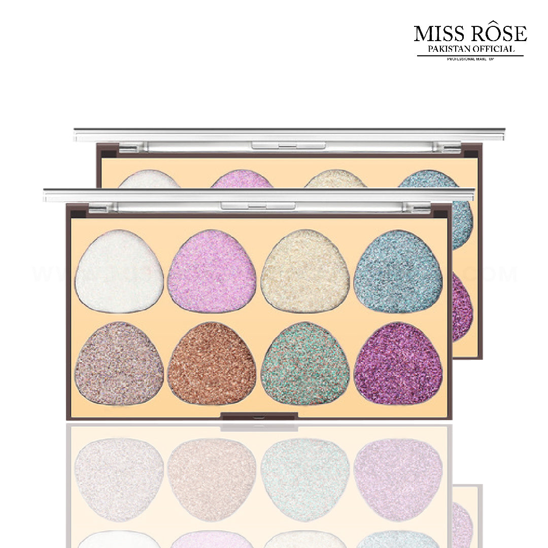 Miss Rose 8 Color Oval Glitter Eyeshadow Palette