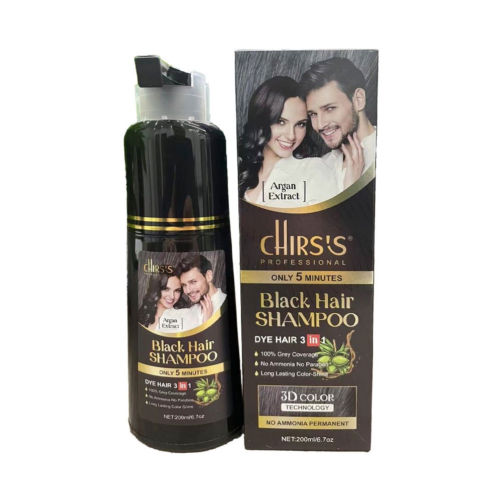 Chirs's Professional Black Hair Color Shampoo With Argan Extract 200ml