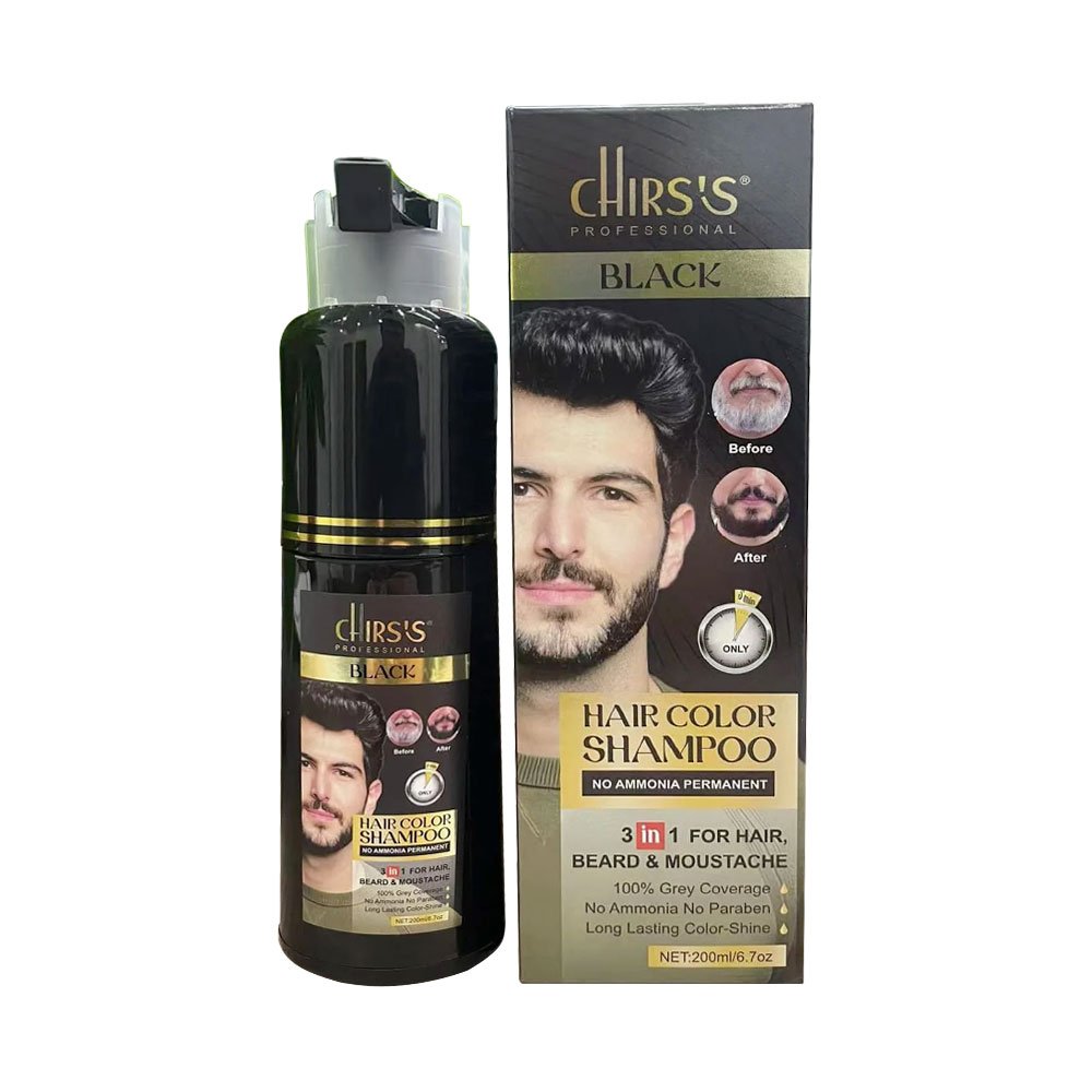 Chirs's Professional black Hair Colour Shampoo 3 In 1 For Hair & Beard And Moustache 200ml