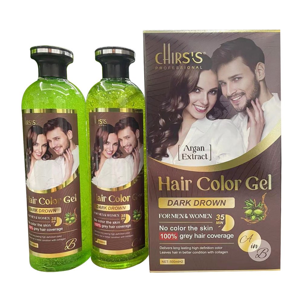 Chirs's Professional Dark brown Hair Colour Gel For Men & Women With Argan Axtract- 500ml X 2 = 1000ml