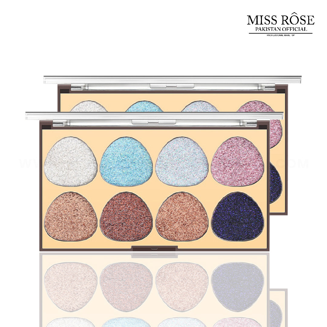 Miss Rose 8 Color Oval Glitter Eyeshadow Palette