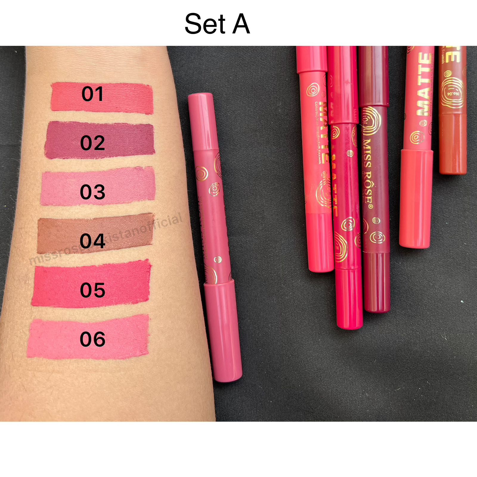 Miss Rose 24-Hour Lipstick Pen Set of 6